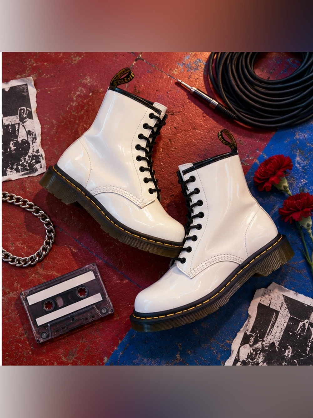 Dr. Martens 1460 White Patent 8-Eye Combat Boots Women’s 8